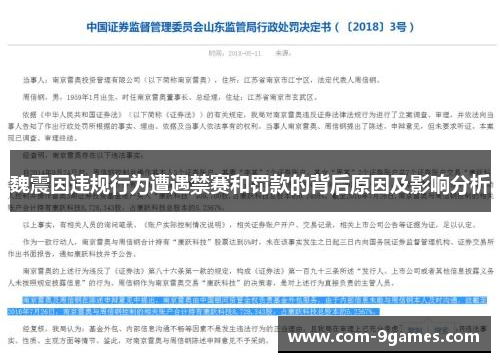 魏震因违规行为遭遇禁赛和罚款的背后原因及影响分析